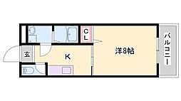 メゾンモンテピッコロ 1Kの間取図画像