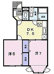 シエルアンフィニ 2DKの間取図画像