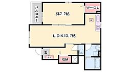 ブライトボナール 1LDKの間取図画像