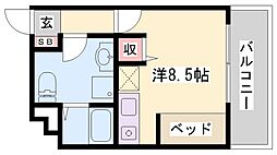プライム英賀保 ワンルームの間取図画像