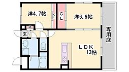 カーサフェリーチェ 2LDKの間取図画像