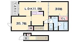 エヴィメリア2 2LDKの間取図画像