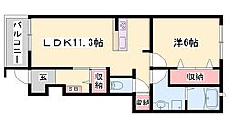 グランディール1B 1LDKの間取図画像