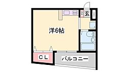 プレアール粟津3 ワンルームの間取図画像