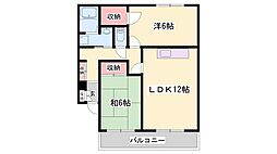 エスポワールたつのA棟 2LDKの間取図画像