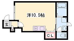 スカイラーク・K ワンルームの間取図画像