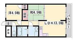 リープラス滝野社 2LDKの間取図画像