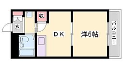 サンハイツ多井田A棟 1DKの間取図画像