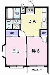 エスポワール住吉 2DKの間取図画像