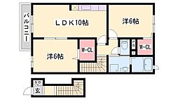 ウッズ・スクエアーB 2LDKの間取図画像