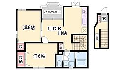 はくや西高洲S 2LDKの間取図画像