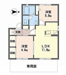 ディアス東南B棟 2LDKの間取図画像