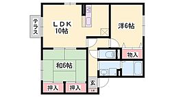 エスポワール 2LDKの間取図画像