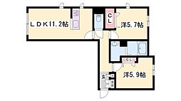 ファインフェスキュー 2LDKの間取図画像