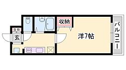 ジュネス伊伝居2 1Kの間取図画像