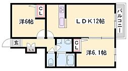 シャーメゾン兼田 2LDKの間取図画像