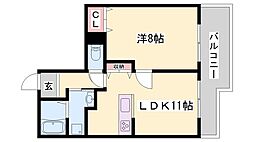 シティーガーデン広畑 1LDKの間取図画像