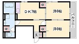 パレス御幸 2DKの間取図画像