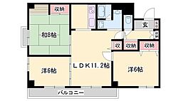 サンハイツ白鷺 3LDKの間取図画像