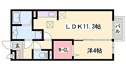 サンシャイン砥堀 1LDKの間取図画像