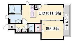 フェリーシード桜丘A 1LDKの間取図画像
