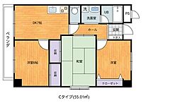 ソレーユ南条 3DKの間取図画像