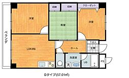 ソレーユ南条 2LDKの間取図画像