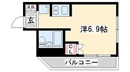 エレーヴ新在家 ワンルームの間取図画像