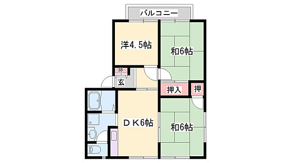 ハイツ2番館 ｜兵庫県加東市下滝野(賃貸アパート3DK・1階・47.32㎡)の写真 その2