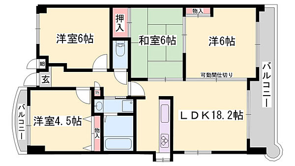 兵庫県姫路市北条梅原町(賃貸マンション3LDK・1階・71.09㎡)の写真 その2