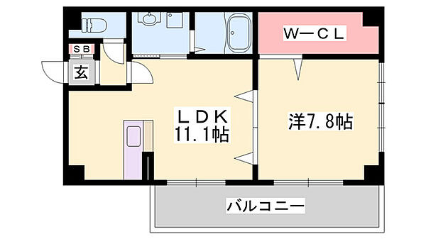 兵庫県姫路市忍町(賃貸マンション1LDK・4階・48.40㎡)の写真 その2