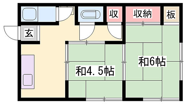 兵庫県姫路市幸町(賃貸アパート2K・2階・33.07㎡)の写真 その2