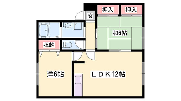 兵庫県姫路市飾磨区矢倉町1丁目(賃貸アパート2LDK・1階・55.44㎡)の写真 その2