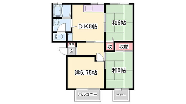 兵庫県加東市下滝野(賃貸アパート3DK・2階・54.16㎡)の写真 その2