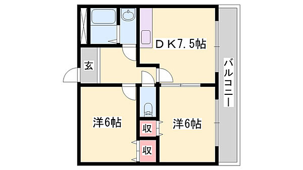 兵庫県姫路市土山4丁目(賃貸マンション2DK・3階・41.30㎡)の写真 その2