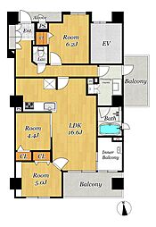 レジデンシャル住吉エテルナ 3LDKの間取図画像