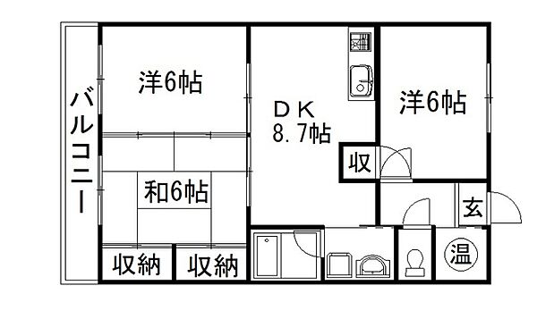 静岡県浜松市中央区曳馬6丁目(賃貸マンション3DK・5階・59.22㎡)の写真 その2