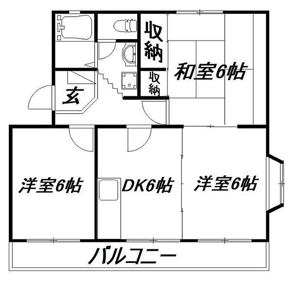 静岡県浜松市中央区曳馬2丁目(賃貸マンション3DK・2階・54.00㎡)の写真 その2