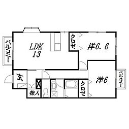 シュプールしのはら13 2LDKの間取図画像
