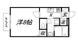フレアコート 1Kの間取図画像