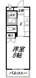 カーサアスカル 1Kの間取図画像