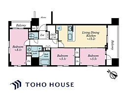 レーベンシティオ上野入谷タワーフォルム 3LDKの間取図画像