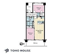 ライオンズグローベル西船橋クイーンズアリーナ 2LDKの間取図画像