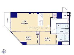 ハピーハイツ亀戸 2LDKの間取図画像
