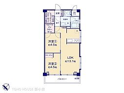 たつみ橋マンション 2LDKの間取図画像