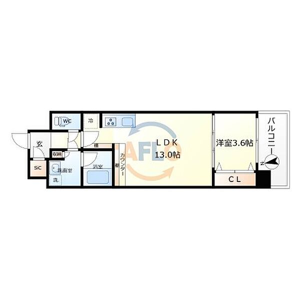 スプランディット福島WEST ｜大阪府大阪市福島区海老江8丁目(賃貸マンション1LDK・2階・40.70㎡)の写真 その2