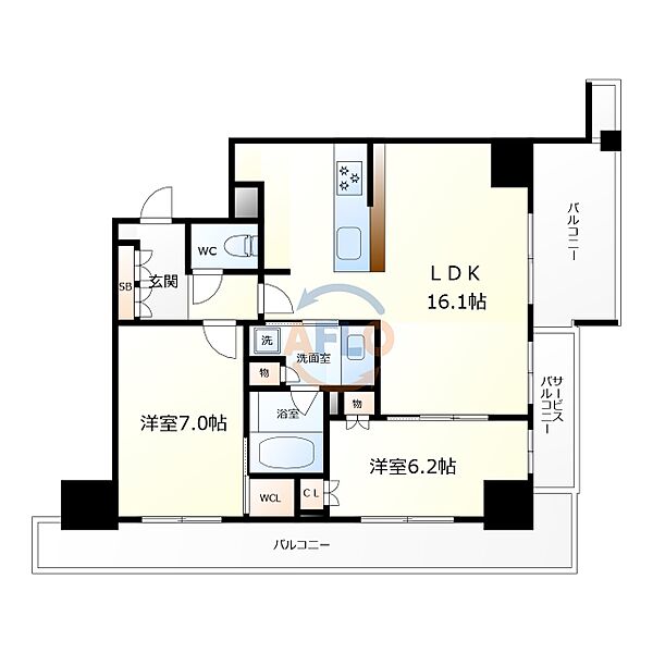 シエリアタワー大阪福島 ｜大阪府大阪市福島区福島7丁目(賃貸マンション2LDK・28階・62.79㎡)の写真 その2