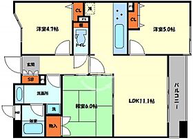 アーデンタワー新町  ｜ 大阪府大阪市西区新町2丁目（賃貸マンション3LDK・11階・60.48㎡） その2