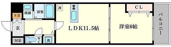 ジューム南船場 1102｜大阪府大阪市中央区南船場2丁目(賃貸マンション1LDK・11階・42.28㎡)の写真 その2