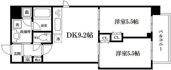 和宏一輝 50H｜大阪府大阪市中央区上汐2丁目(賃貸マンション2DK・5階・44.62㎡)の写真 その2